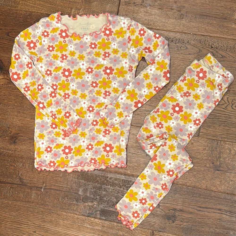Vaenait Baby - Soft Comfy Modal Tencel PJ Set - Retro Floral - Size: 4-5T